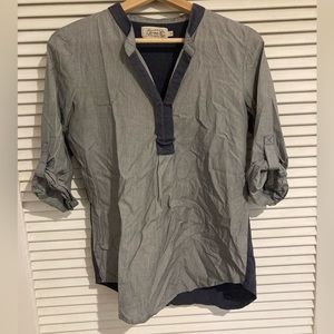 SOLD Propaganda Tunic Style 1/2 Sleeve Heather Blue and Grey Top Size Small